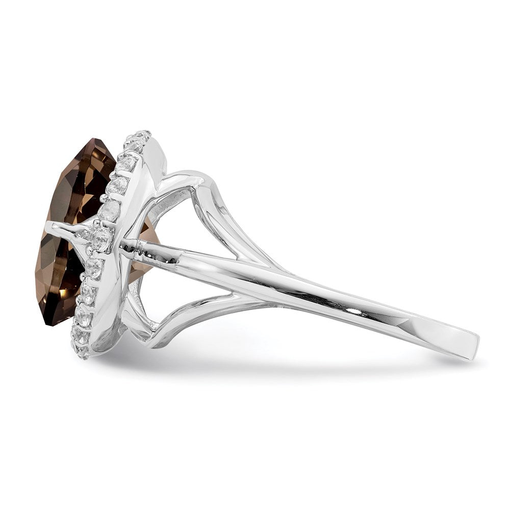 Sterling Silver Rhodium White Topaz u0026 Smoky Quartz Ring