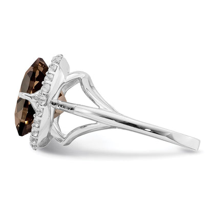 Sterling Silver Rhodium White Topaz u0026 Smoky Quartz Ring