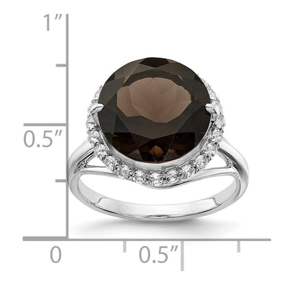 Sterling Silver Rhodium White Topaz u0026 Smoky Quartz Ring