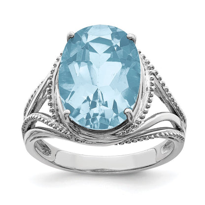 Sterling Silver Rhodium Sky Blue Topaz Ring