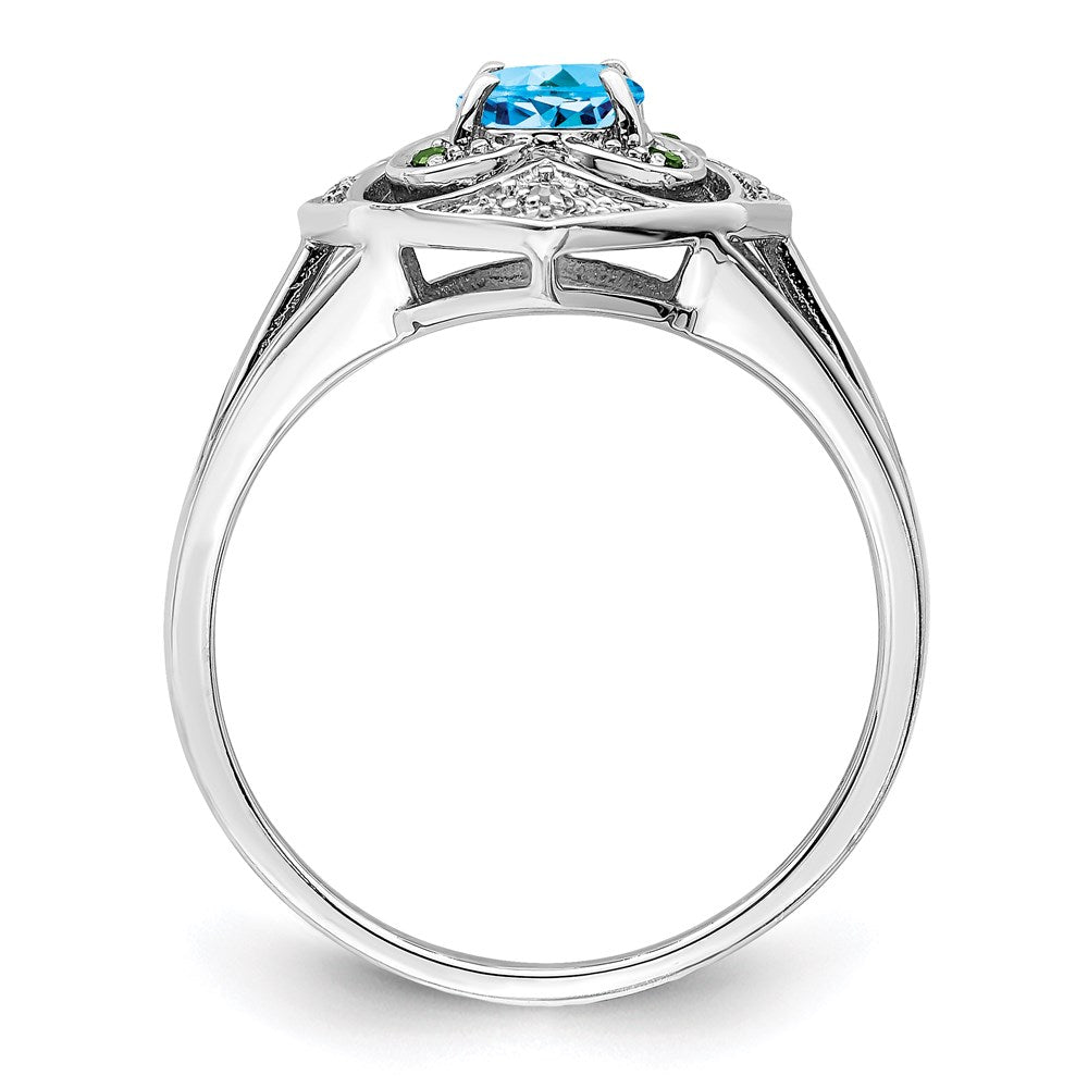 Sterling Silver Rhodium Blue Topaz u0026 Diamond Ring