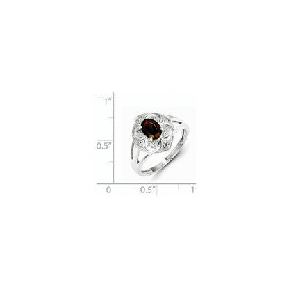 Sterling Silver Diamond u0026 Garnet Ring