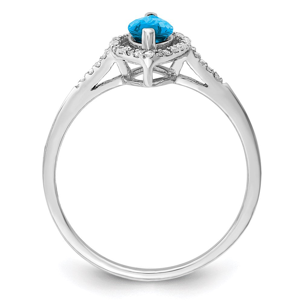 Sterling Silver Rhodium Blue Topaz u0026 Diamond Ring