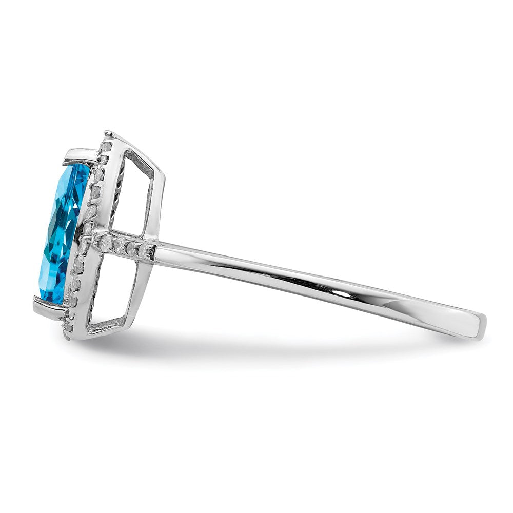 Sterling Silver Rhodium Blue Topaz u0026 Diamond Ring