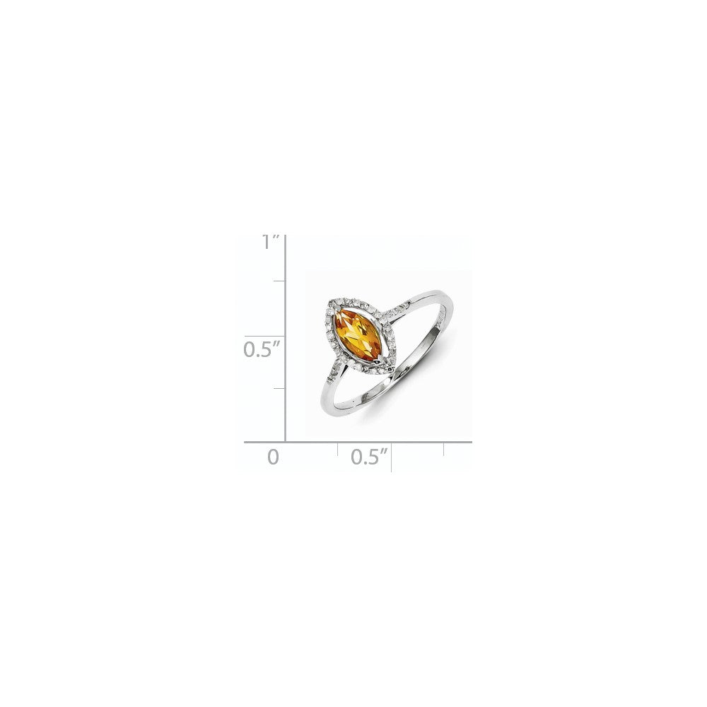 Sterling Silver Diamond u0026 Citrine Ring