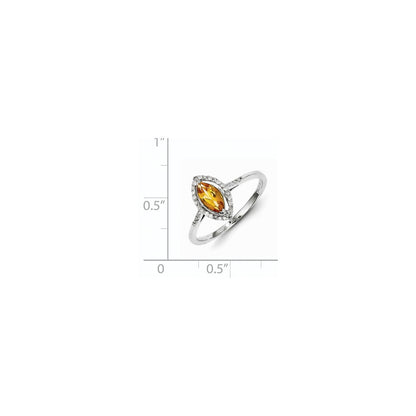 Sterling Silver Diamond u0026 Citrine Ring