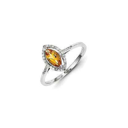 Sterling Silver Diamond u0026 Citrine Ring