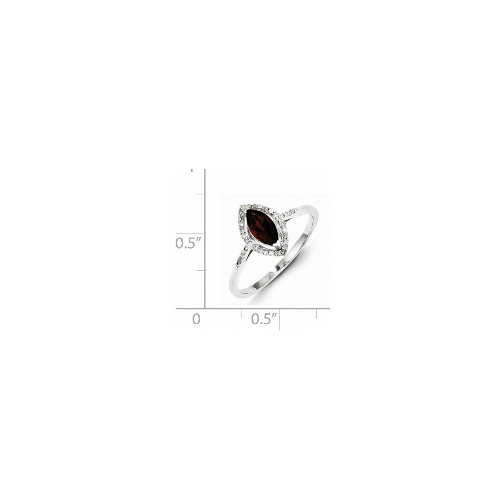 Sterling Silver Diamond u0026 Garnet Ring