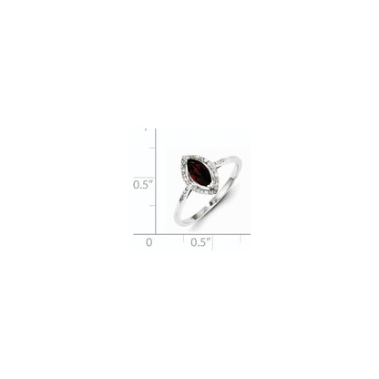 Sterling Silver Diamond u0026 Garnet Ring