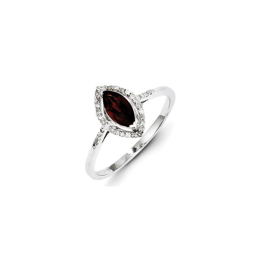 Sterling Silver Diamond u0026 Garnet Ring