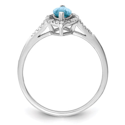 Sterling Silver Rhodium Diamond u0026 Sky Blue Topaz Ring