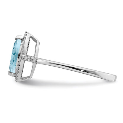 Sterling Silver Rhodium Diamond u0026 Sky Blue Topaz Ring