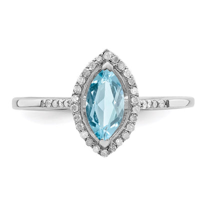 Sterling Silver Rhodium Diamond u0026 Sky Blue Topaz Ring