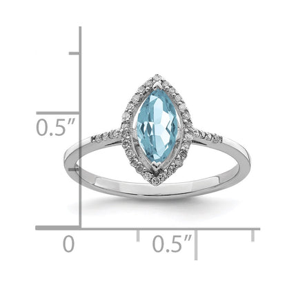 Sterling Silver Rhodium Diamond u0026 Sky Blue Topaz Ring