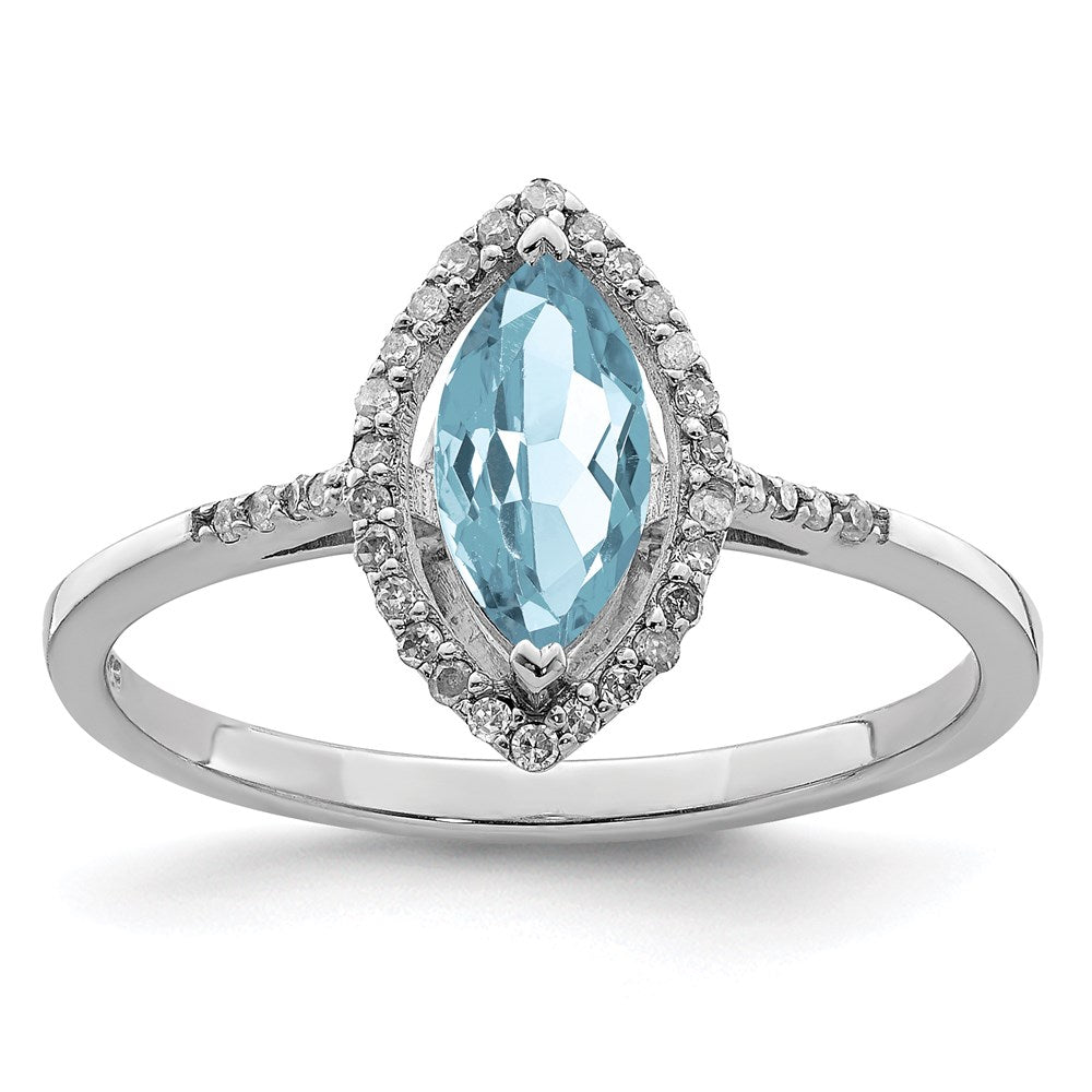 Sterling Silver Rhodium Diamond u0026 Sky Blue Topaz Ring