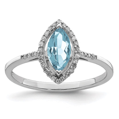 Sterling Silver Rhodium Diamond u0026 Sky Blue Topaz Ring