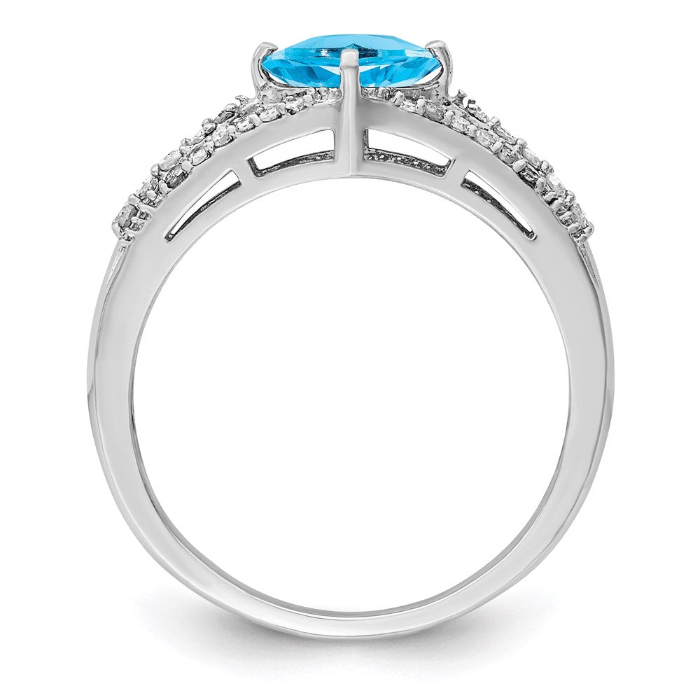 Sterling Silver Rhodium Blue Topaz u0026 Diamond Ring