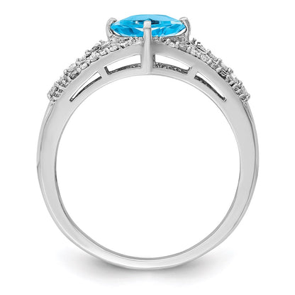 Sterling Silver Rhodium Blue Topaz u0026 Diamond Ring