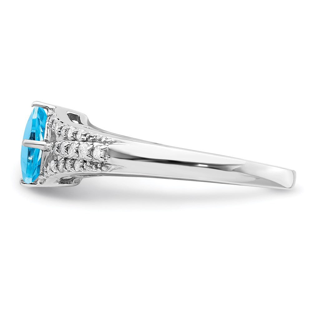Sterling Silver Rhodium Blue Topaz u0026 Diamond Ring