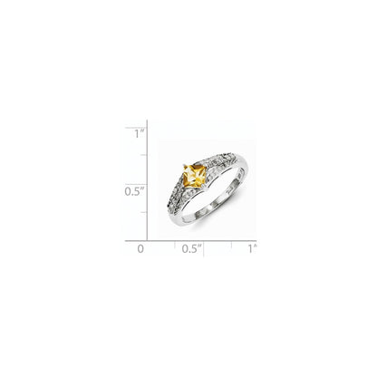 Sterling Silver Diamond u0026 Citrine Ring