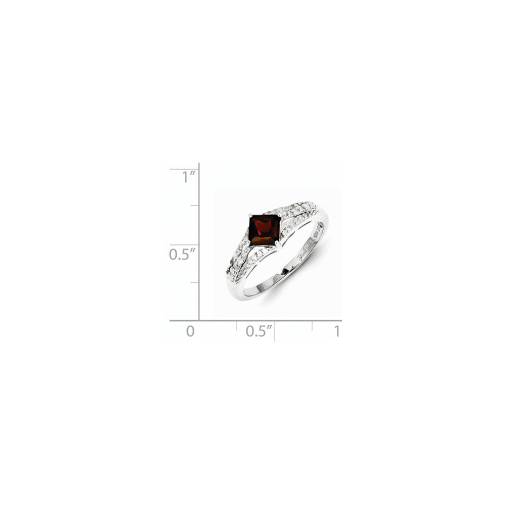 Sterling Silver Diamond u0026 Garnet Ring