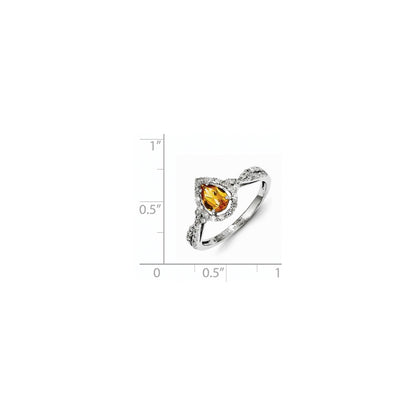 Sterling Silver Diamond u0026 Citrine Ring