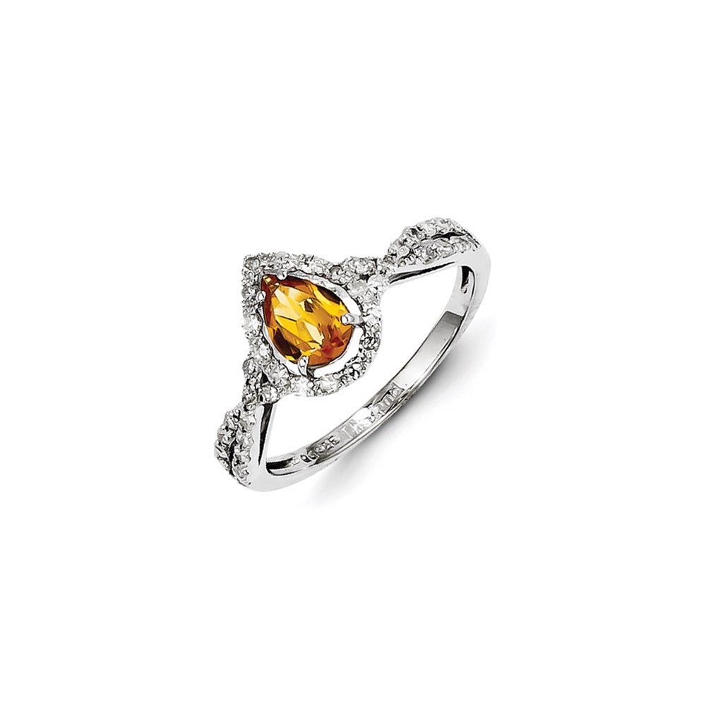 Sterling Silver Diamond u0026 Citrine Ring