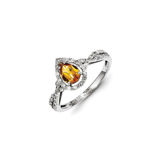 Sterling Silver Diamond u0026 Citrine Ring