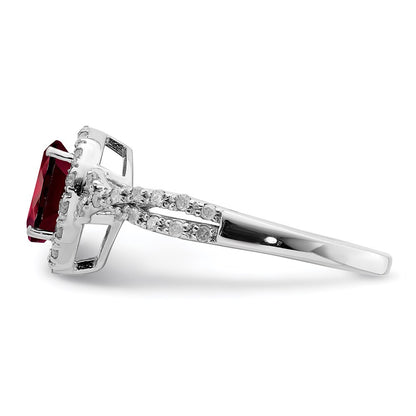 Sterling Silver Rhodium-plated Diamond u0026 Garnet Ring