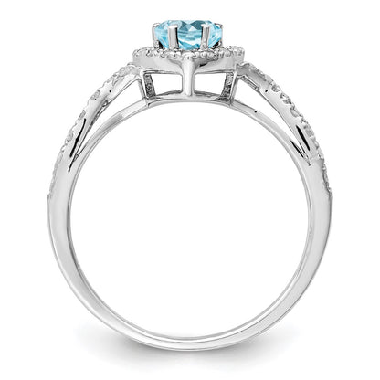 Sterling Silver Rhodium Diamond u0026 Sky Blue Topaz Ring