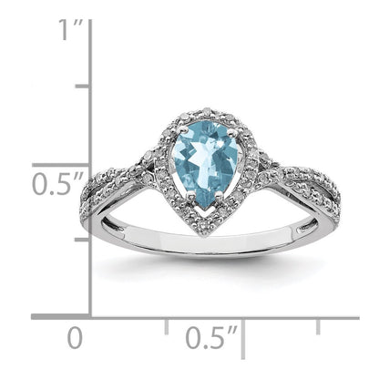 Sterling Silver Rhodium Diamond u0026 Sky Blue Topaz Ring
