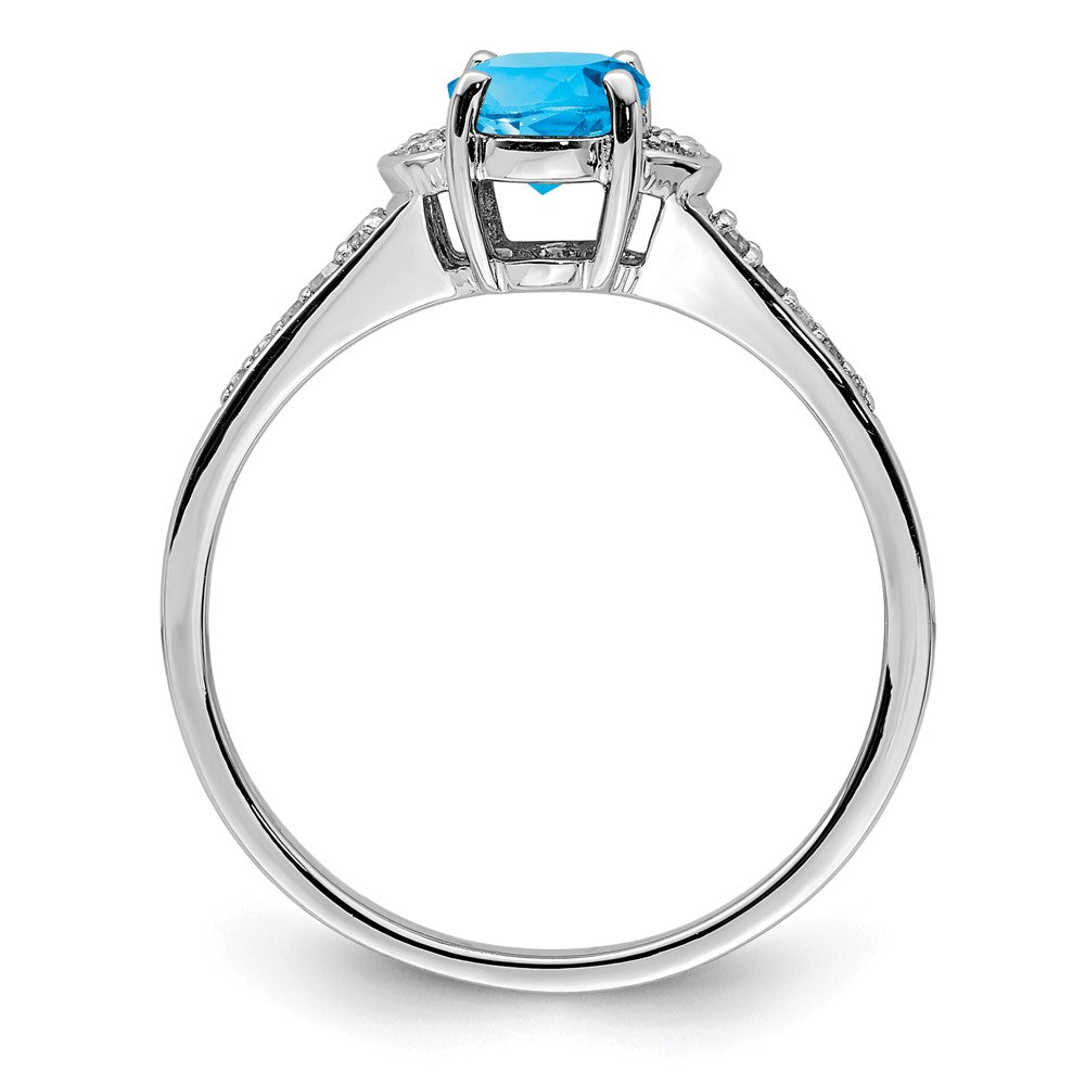 Sterling Silver Rhodium Blue Topaz u0026 Diamond Ring