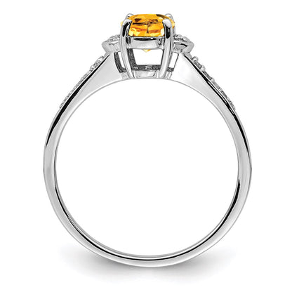 Sterling Silver Rhodium Diamond u0026 Citrine Ring