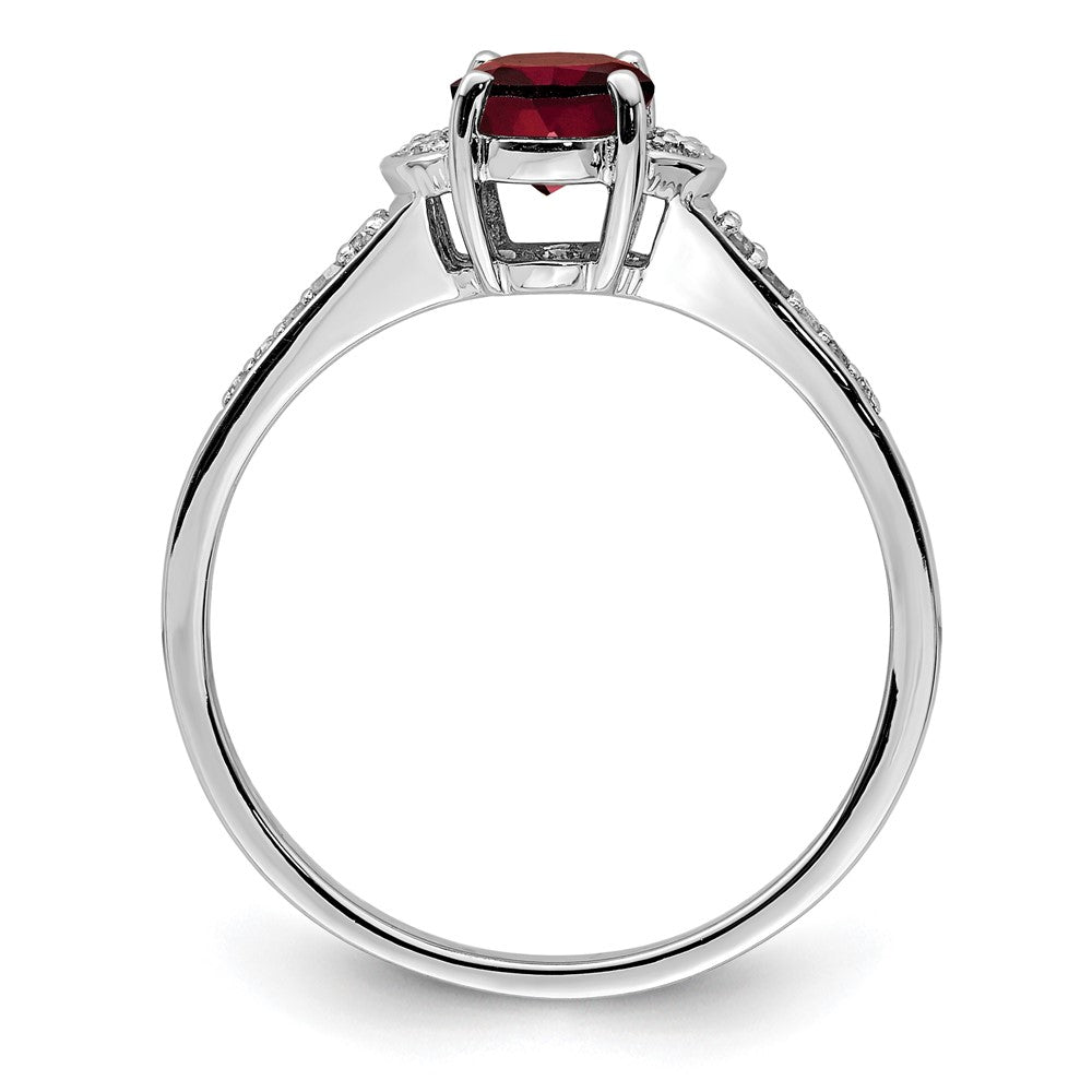 Sterling Silver Rhodium-plated Diamond u0026 Garnet Ring