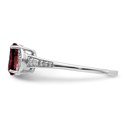 Sterling Silver Rhodium-plated Diamond u0026 Garnet Ring