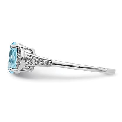 Sterling Silver Rhodium Diamond u0026 Sky Blue Topaz Ring