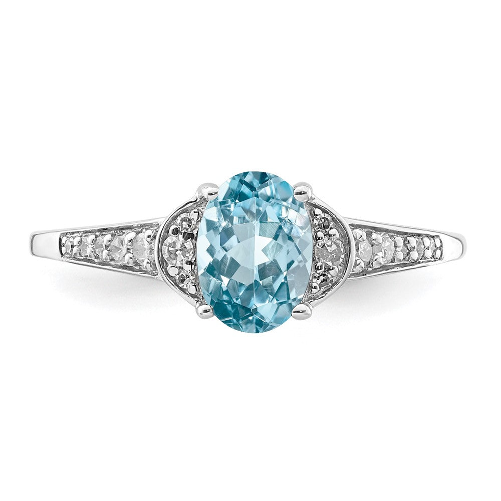Sterling Silver Rhodium Diamond u0026 Sky Blue Topaz Ring