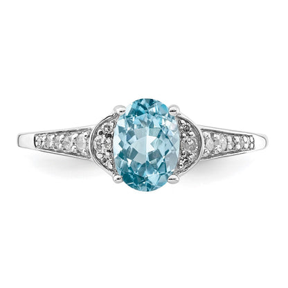 Sterling Silver Rhodium Diamond u0026 Sky Blue Topaz Ring