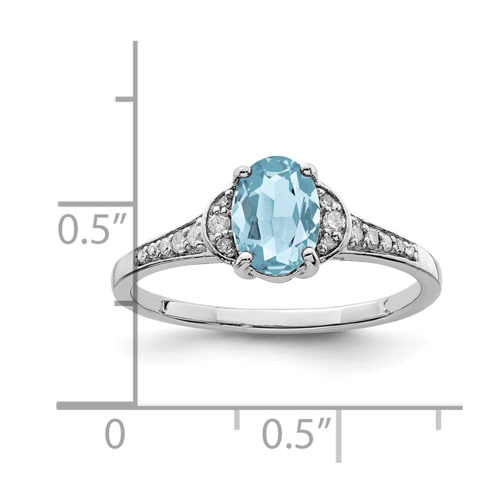 Sterling Silver Rhodium Diamond u0026 Sky Blue Topaz Ring