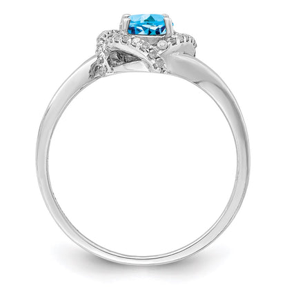 Sterling Silver Rhodium Blue Topaz u0026 Diamond Ring