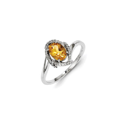 Sterling Silver Diamond u0026 Citrine Ring