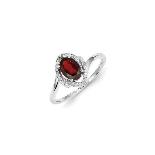 Sterling Silver Diamond u0026 Garnet Ring
