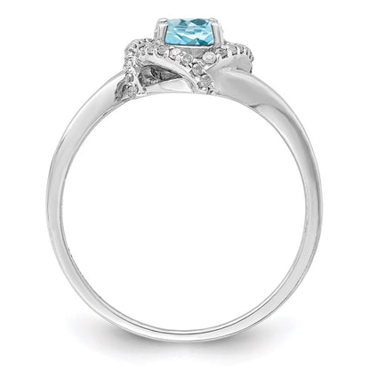 Sterling Silver Rhodium Diamond u0026 Sky Blue Topaz Ring
