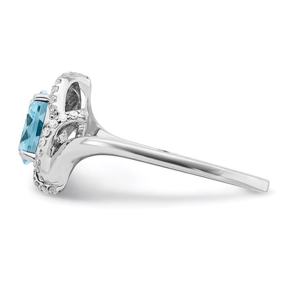Sterling Silver Rhodium Diamond u0026 Sky Blue Topaz Ring