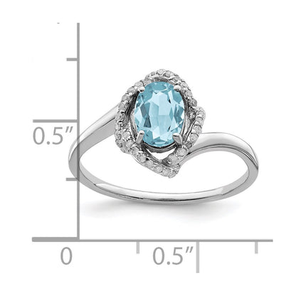 Sterling Silver Rhodium Diamond u0026 Sky Blue Topaz Ring