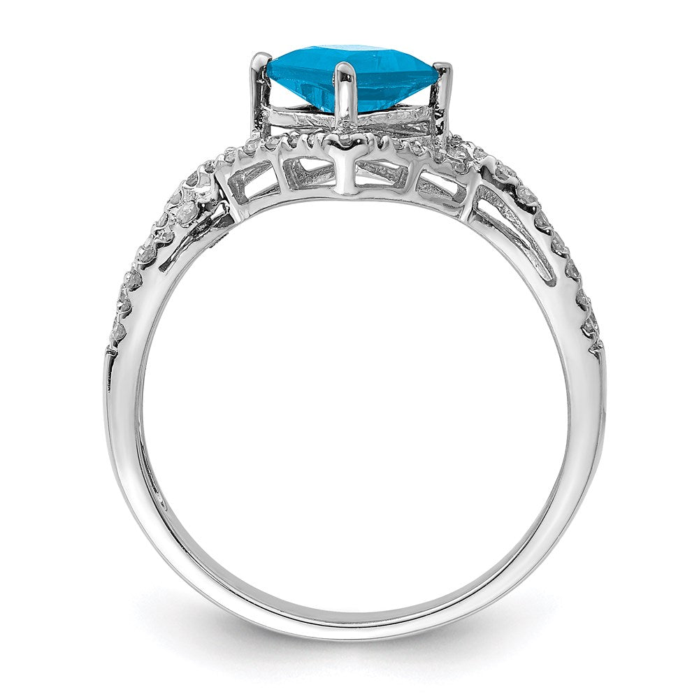 Sterling Silver Rhodium Blue Topaz u0026 Diamond Ring