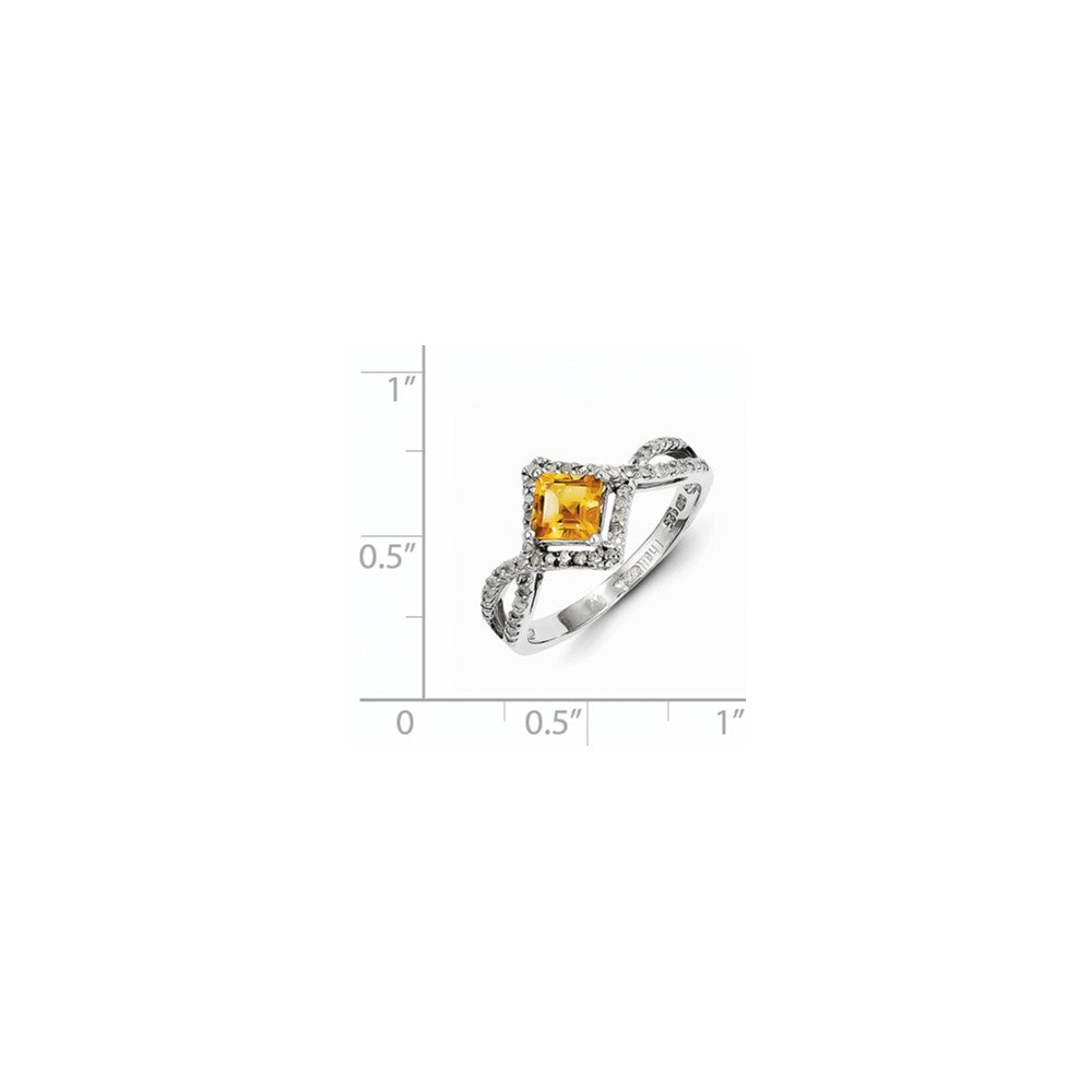 Sterling Silver Diamond u0026 Citrine Ring