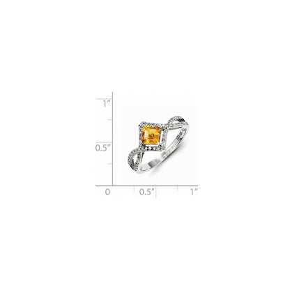 Sterling Silver Diamond u0026 Citrine Ring