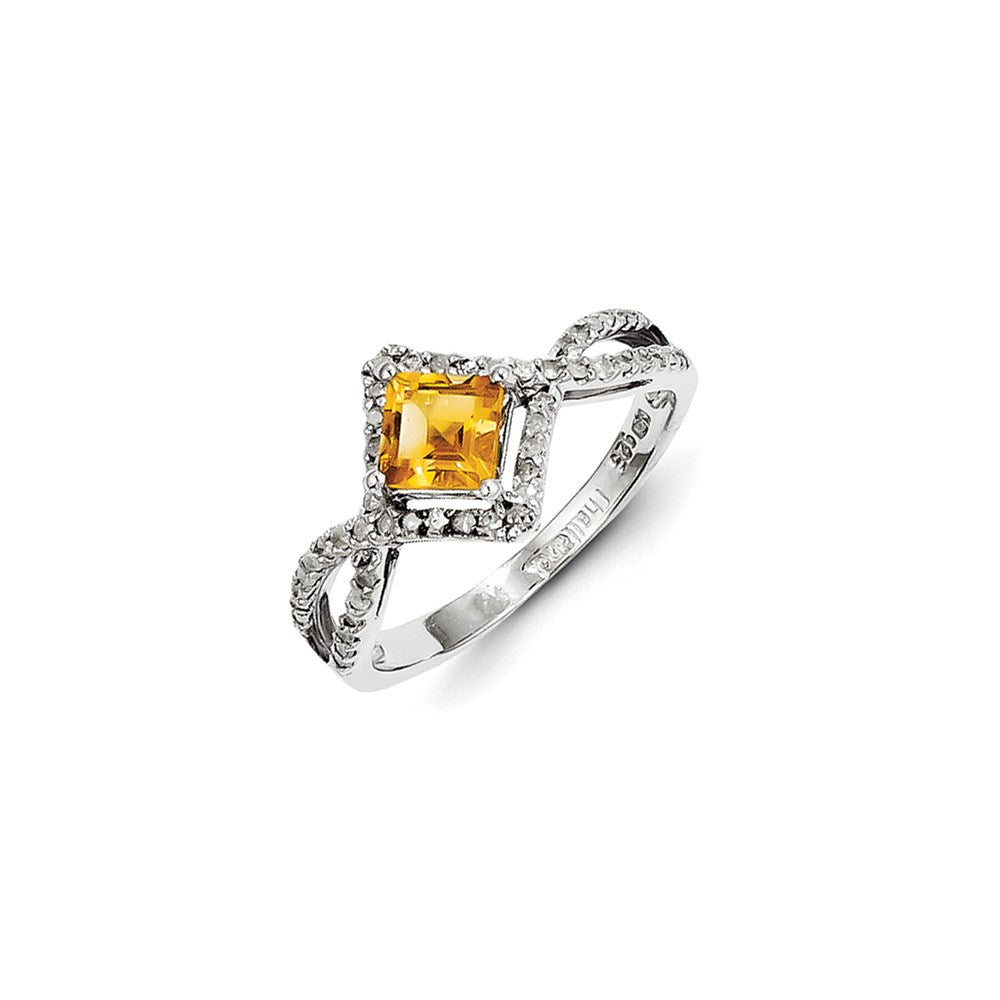 Sterling Silver Diamond u0026 Citrine Ring