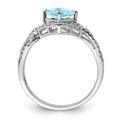 Sterling Silver Rhodium Diamond u0026 Sky Blue Topaz Ring